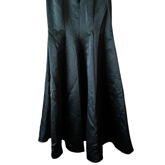 JJ’s House Emerald Green Beige Embroidered Satin Button Evening Gown Dress US 0 - Picture 8 of 15